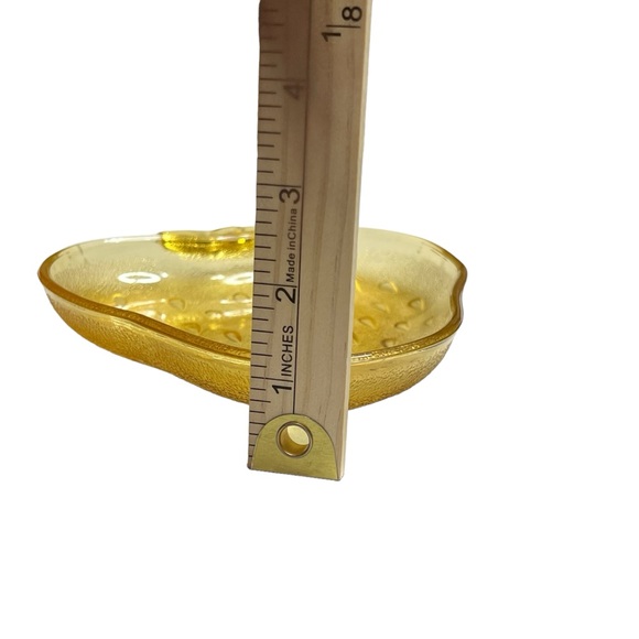 Vintage Hazel Atlas Amber Textured  Glass Strawberry‎ Dish Trinket Candy Bowl - Picture 5 of 7